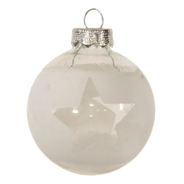 Pallina Natale Vetro cm.Ø6 Bianca/Trasparente con Stella |Inge's Glass