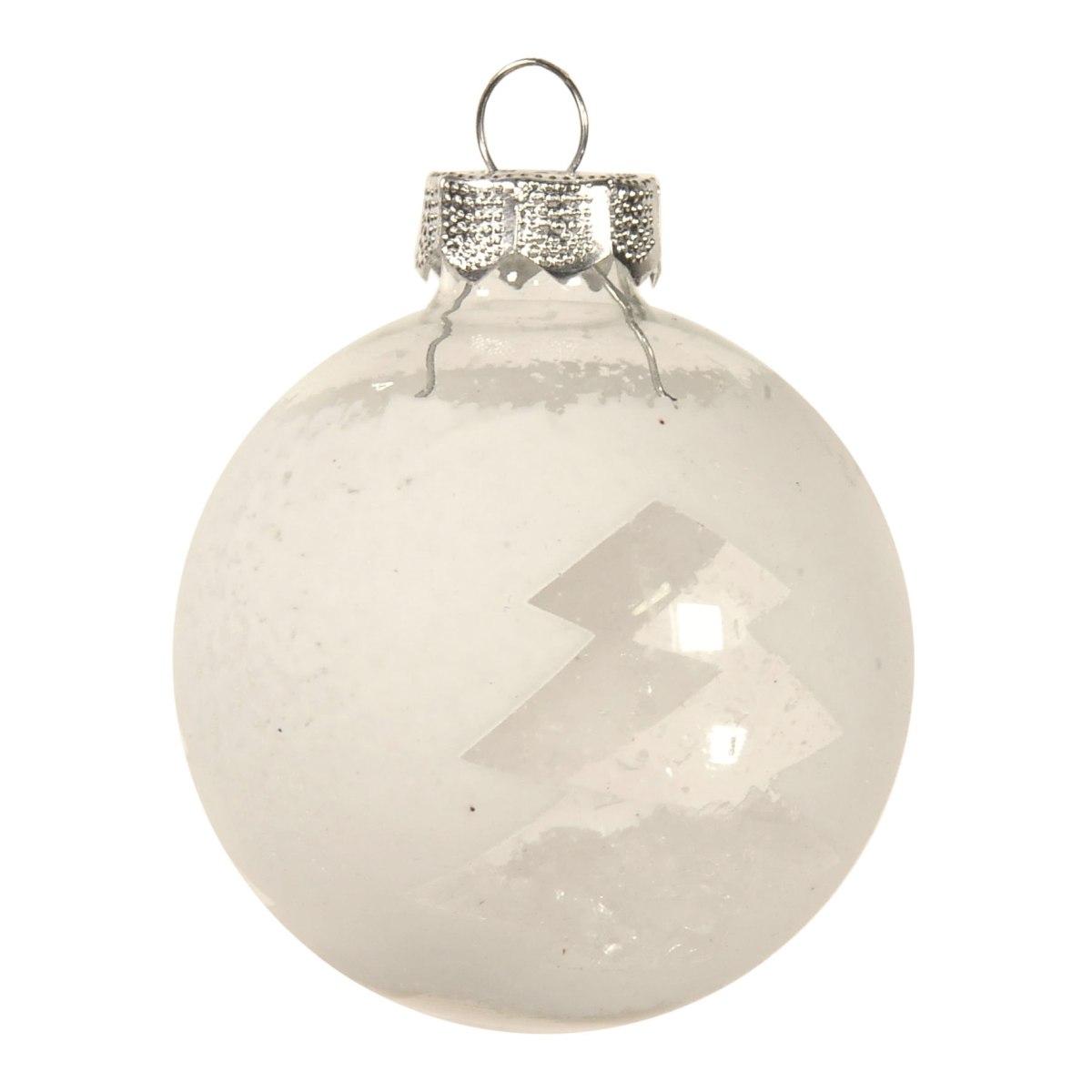 Pallina Natale Vetro cm.Ø6 Bianca/Trasparente con Albero |Inge's Glass