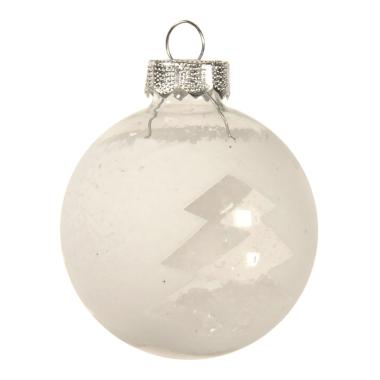 Pallina Natale Vetro cm.Ø6 Bianca/Trasparente con Albero |Inge's Glass