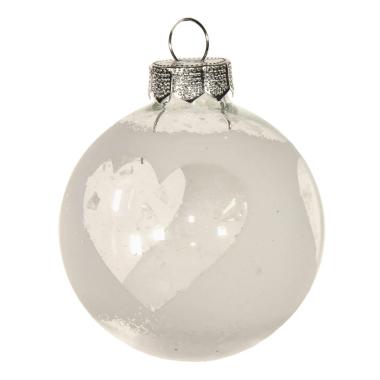 Pallina Natale Vetro cm.Ø6 Bianca/Trasparente con Cuore |Inge's Glass