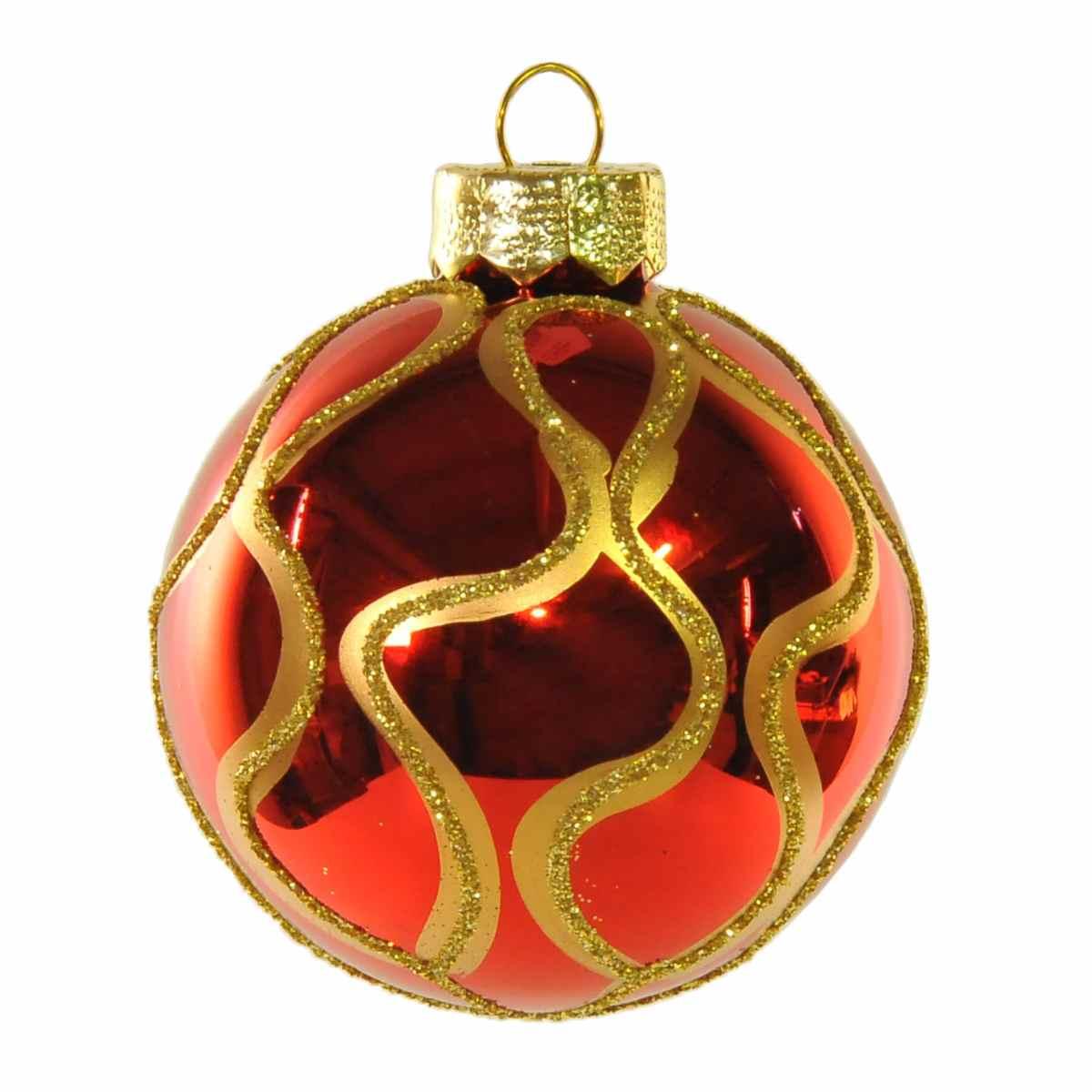 Pallina Natale Vetro cm.Ø6 Rossa Lucida con Oro |Inge's Glass