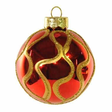 Pallina Natale Vetro cm.Ø6 Rossa Lucida con Oro |Inge's Glass