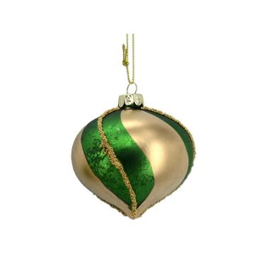 Pallina Natale Vetro cm.Ø8 Goccia Oro Verde |Vacchetti