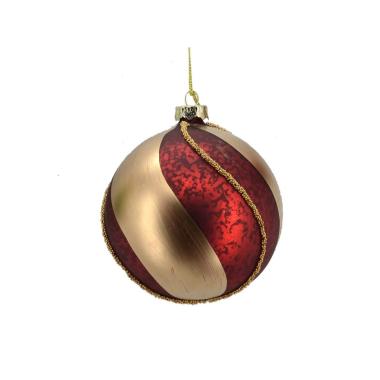 Pallina Natale Vetro cm.Ø10 Oro Opaco Rossa |Vacchetti