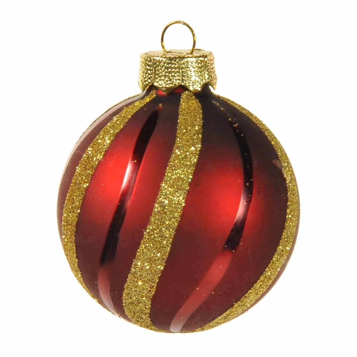 Pallina Natale Vetro cm.Ø6 Rosso Scuro e Oro |Inge's Glass