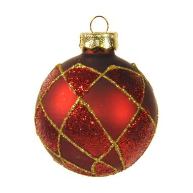 Pallina Natale Vetro cm.Ø6 Rosso Scuro e Oro |Inge's Glass