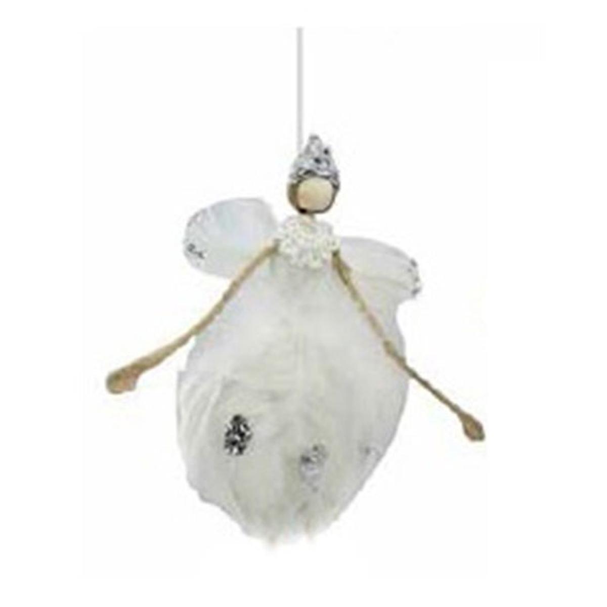 Decorazione Natalizia Angelo Piume Bianche cm.Ø10x17 |Vacchetti