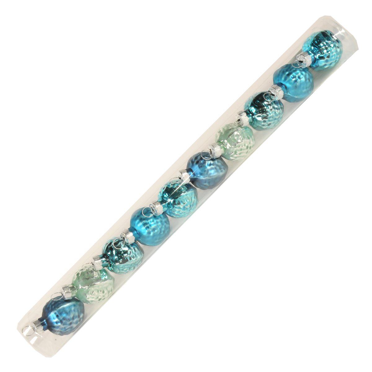 Pallina Natale Vetro cm.3 Noce Azzurro pz.10