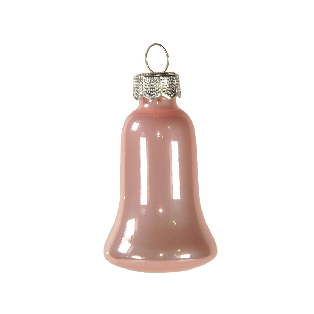 Pallina Natale Vetro cm.5 Campana Bianca e Rosa pz.8