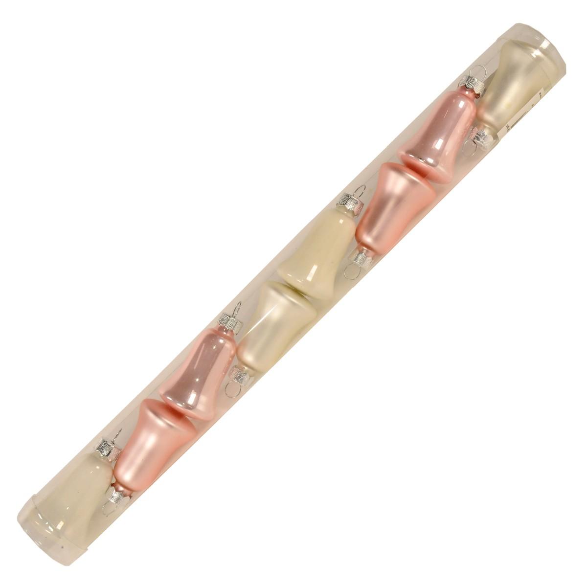 Pallina Natale Vetro cm.5 Campana Bianca e Rosa pz.8