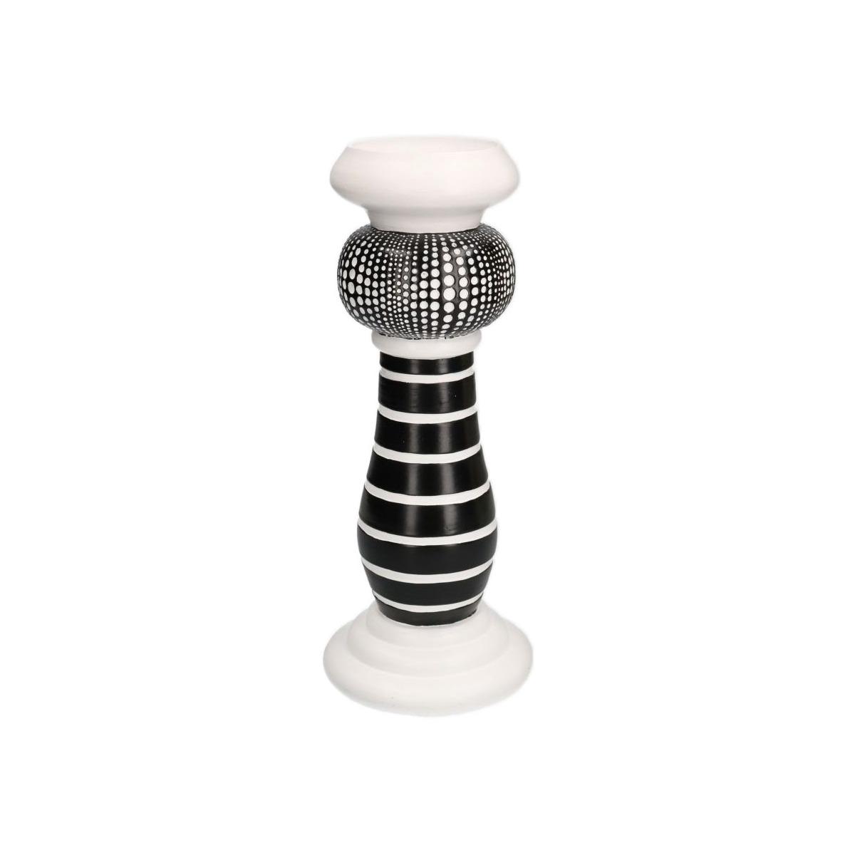 Portacandela Resina Bianco Nero 1P cm.32 |Vacchetti