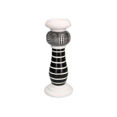 Portacandela Resina Bianco Nero 1P cm.32 |Vacchetti