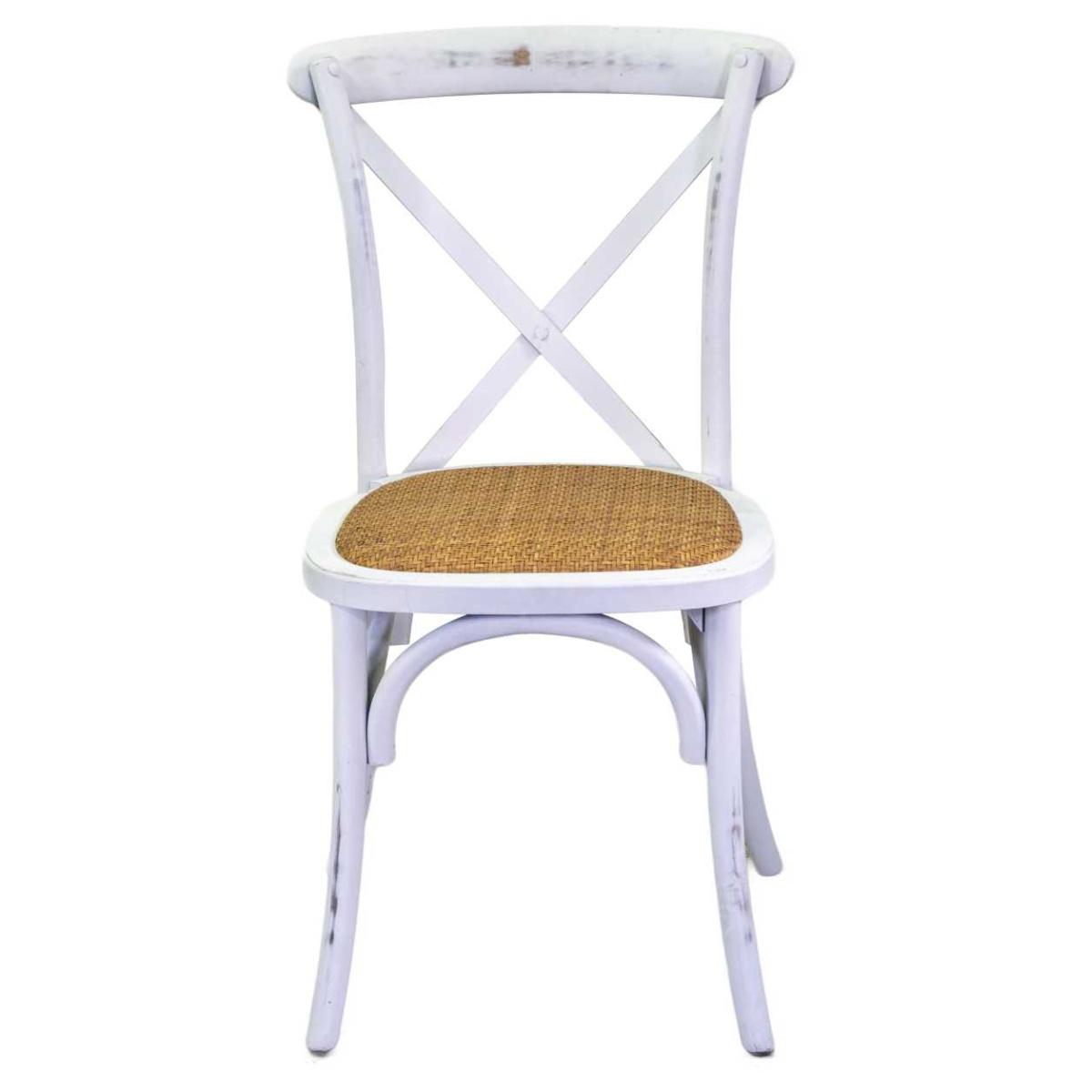 Sedia Legno Cross Bianco Antico Seduta Intreccio Impilabile cm.50x50h46,5 | Vacchetti