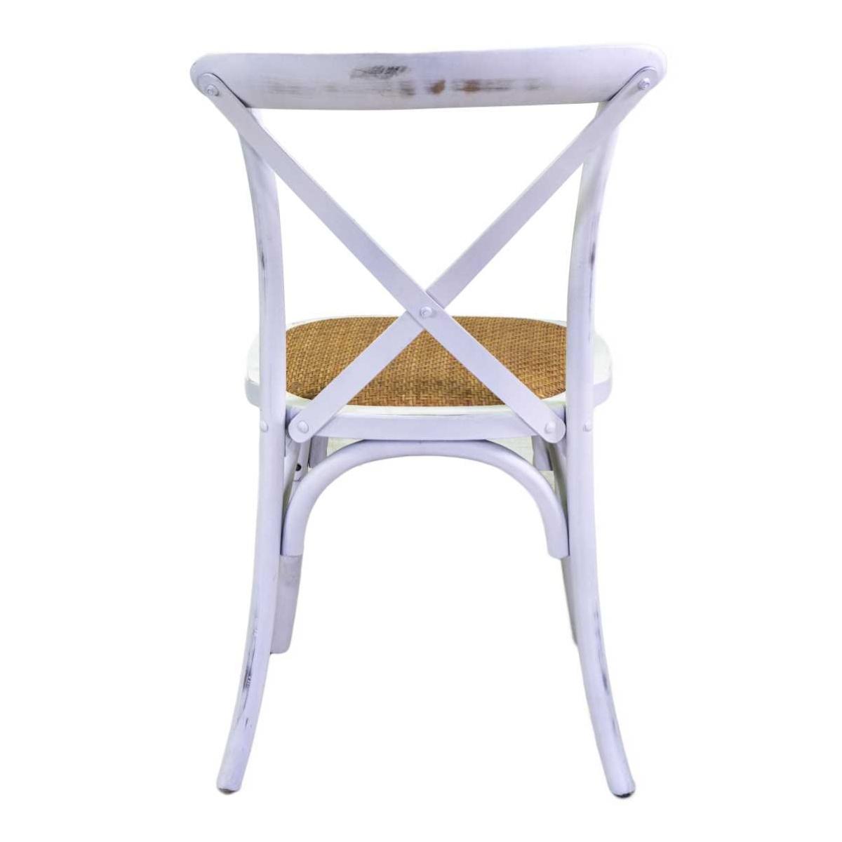 Sedia Legno Cross Bianco Antico Seduta Intreccio Impilabile cm.50x50h46,5 | Vacchetti