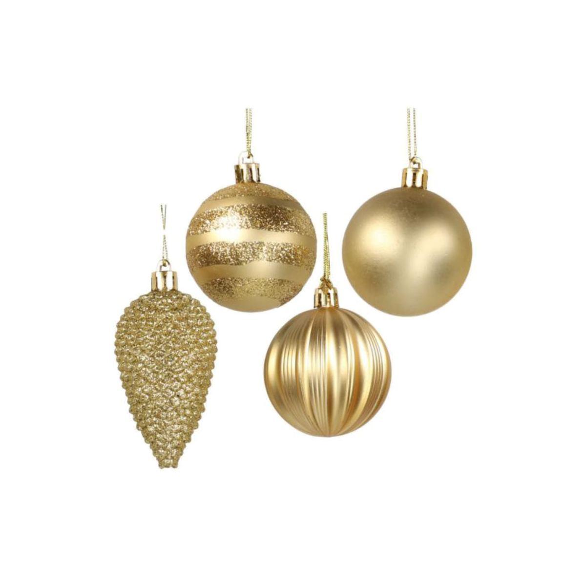 Pallina Natale cm.Ø5 Oro Satinate/Glitter Set pz.28 |Vacchetti