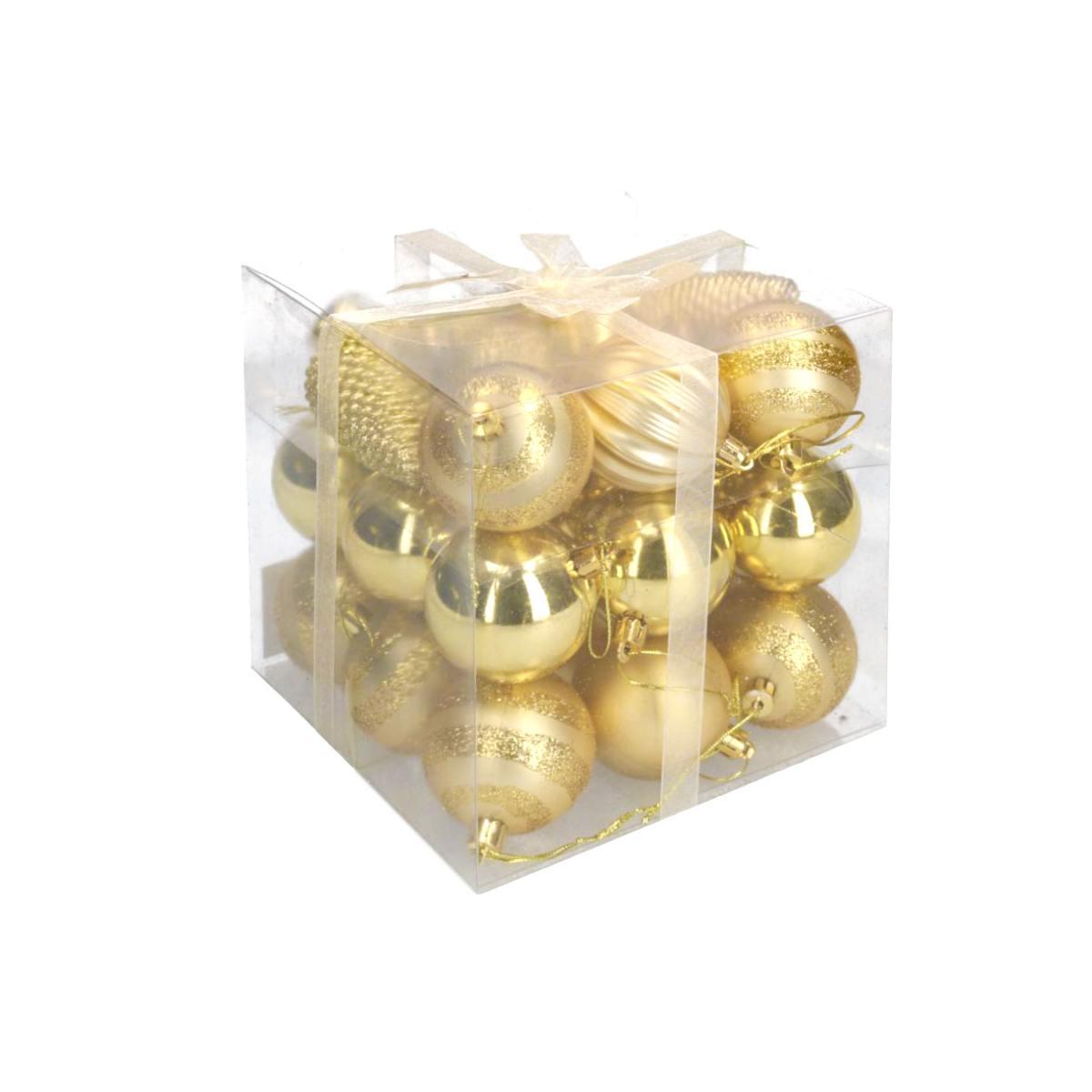Pallina Natale cm.Ø6 Oro Satinate/Glitter Set pz.30 |Vacchetti