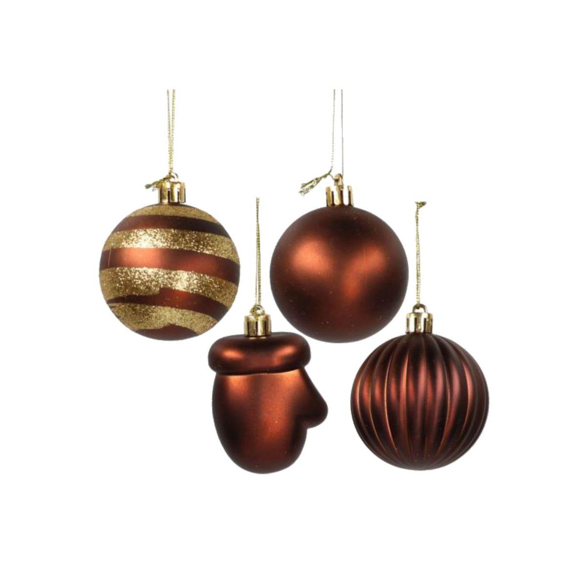 Pallina Natale cm.Ø6 Marrone Bronzo Satinate Glitter Set pz.30 |Vacchetti