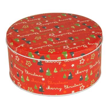 Scatola Natale Metallo Tonda Alberi cm.Ø16,8 |Vacchetti