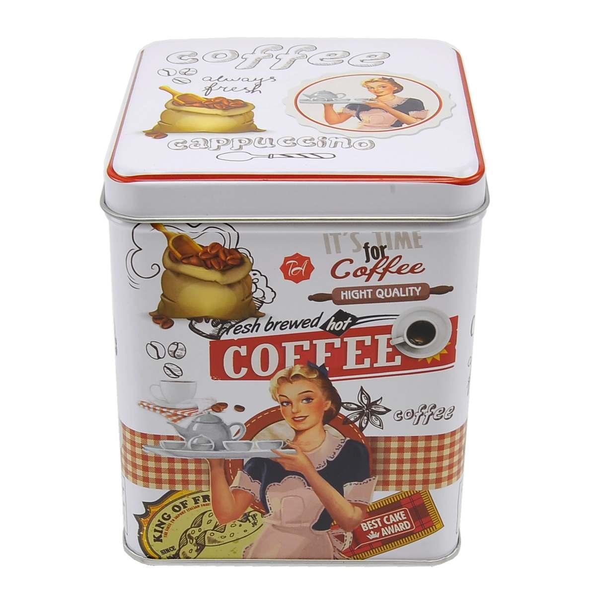 Scatola Metallo Vintage Coffe Quadra cm8x8x11 | Vacchetti