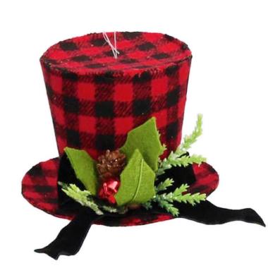 Decorazione Natalizia Cappello in Tessuto Quadri cm.Ø12xh8,9 |Vacchetti