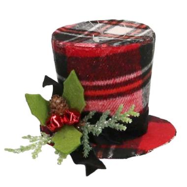 Decorazione Natalizia Cappello in Tessuto Quadri cm.Ø12xh8,9 |Vacchetti