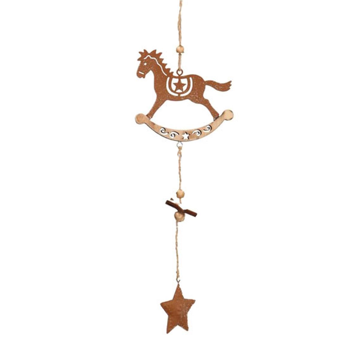 Decorazione Natalizia Cavallo Dondolo Legno con Stella c35 |Vacchetti
