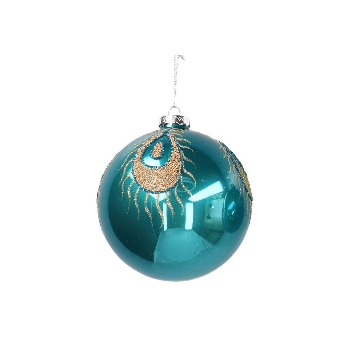 Pallina Natale Vetro cm.Ø8 Blu Ottanio con Occhio Oro |Vacchetti