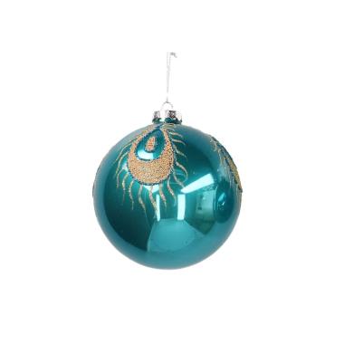 Pallina Natale Vetro cm.Ø8 Blu Ottanio con Occhio Oro |Vacchetti