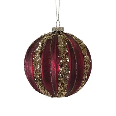 Pallina Natale Vetro cm.Ø10 Rossa e Oro Glitter |Vacchetti