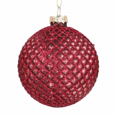 Pallina Natale Vetro cm.Ø8 Viola con Glitter |Vacchetti