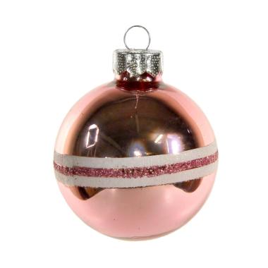 Pallina Natale Vetro cm.Ø6 Rosa Lucido con Fiocco |Inge's Glass