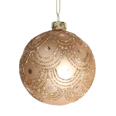 Pallina Natale Vetro cm.Ø10 Oro Champagne con Glitter |Vacchetti