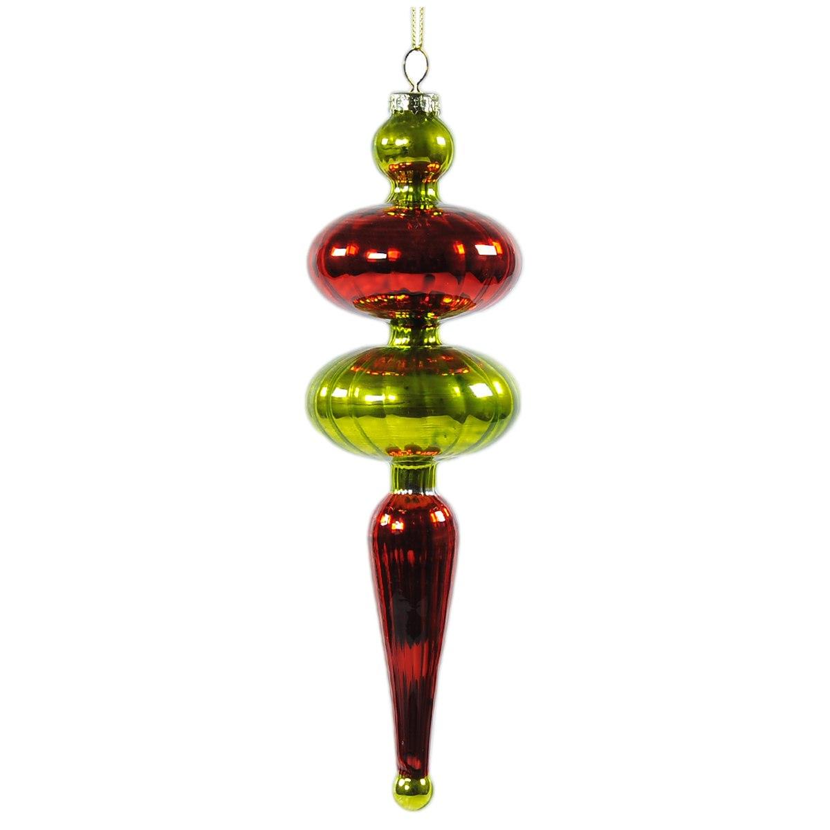 Pallina Natale Vetro Punta cm.Ø6,5x21,5 Rossa Verde |Vacchetti
