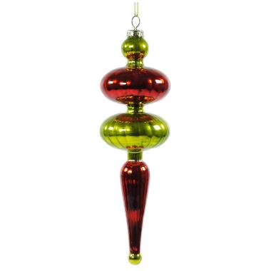 Pallina Natale Vetro Punta cm.Ø6,5x21,5 Rossa Verde |Vacchetti