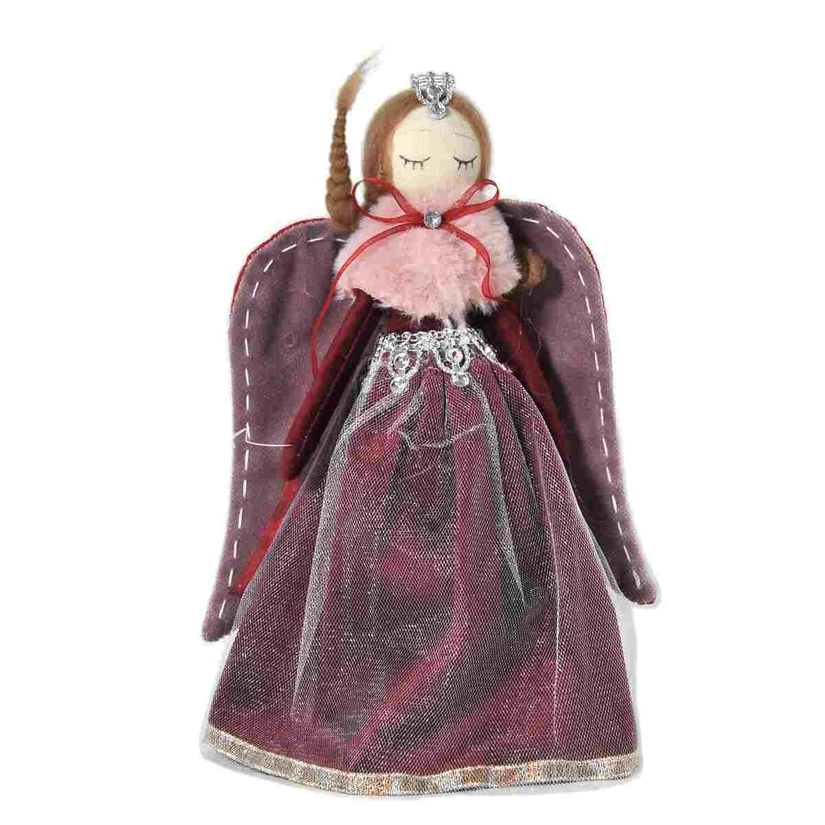 Pupazzo Angelo in Tessuto Rosa/Rosso cm.25 |Vacchetti