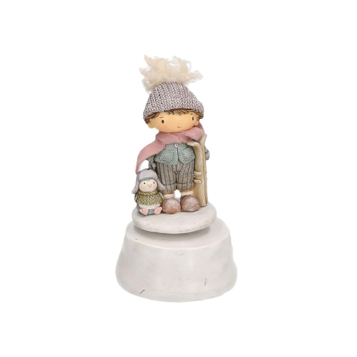 Carillon Resina Bambino con Pinguino cm.Ø11x18