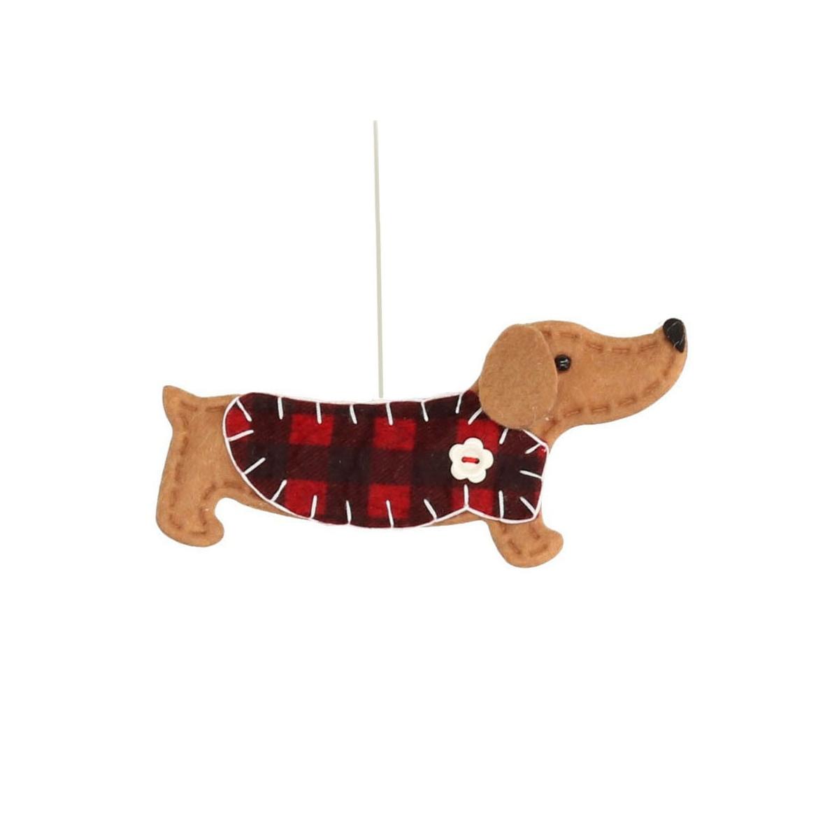 Decorazione Natalizia in Tessuto Cane Beige Scozzese cm.16 |Vacchetti