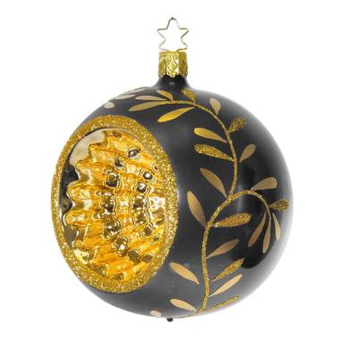 Pallina Natale Vetro Collezione cm.Ø8 Nera Oro |Inge's Glass