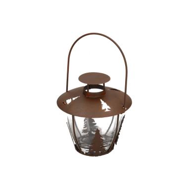 Lanterna cm.Ø13x13 Metallo Marrone con Alberi |Vacchetti