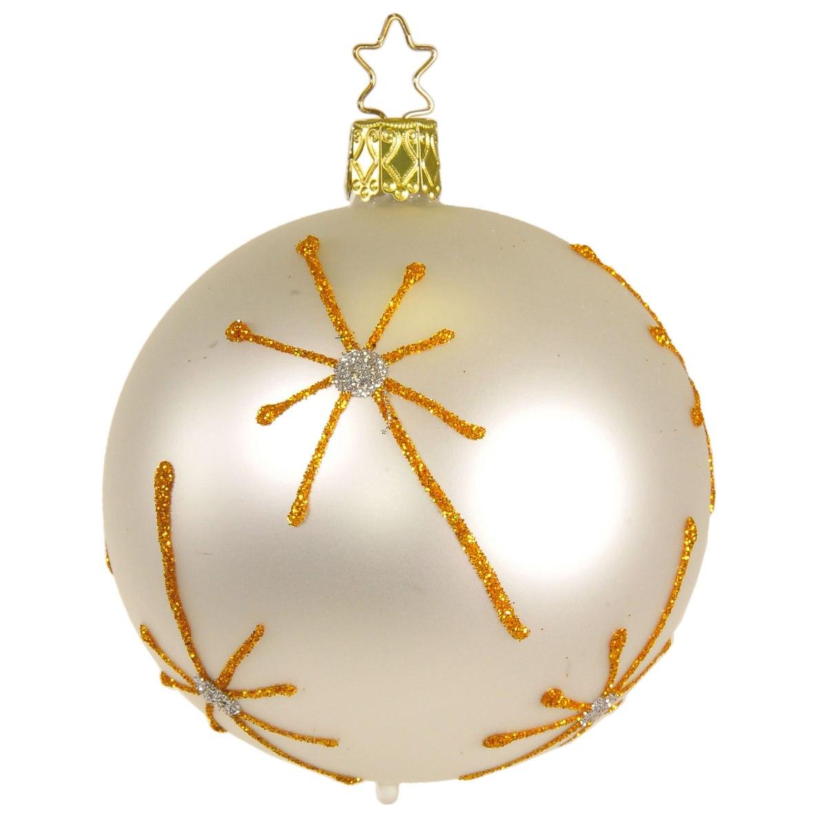 Pallina Natale Vetro Collezione cm.Ø8 Bianca con Stelle |Inge's Glass