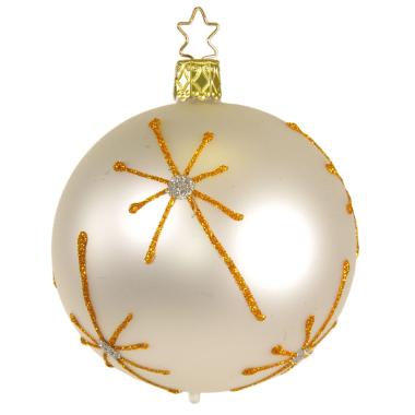 Pallina Natale Vetro Collezione cm.Ø8 Bianca con Stelle |Inge's Glass