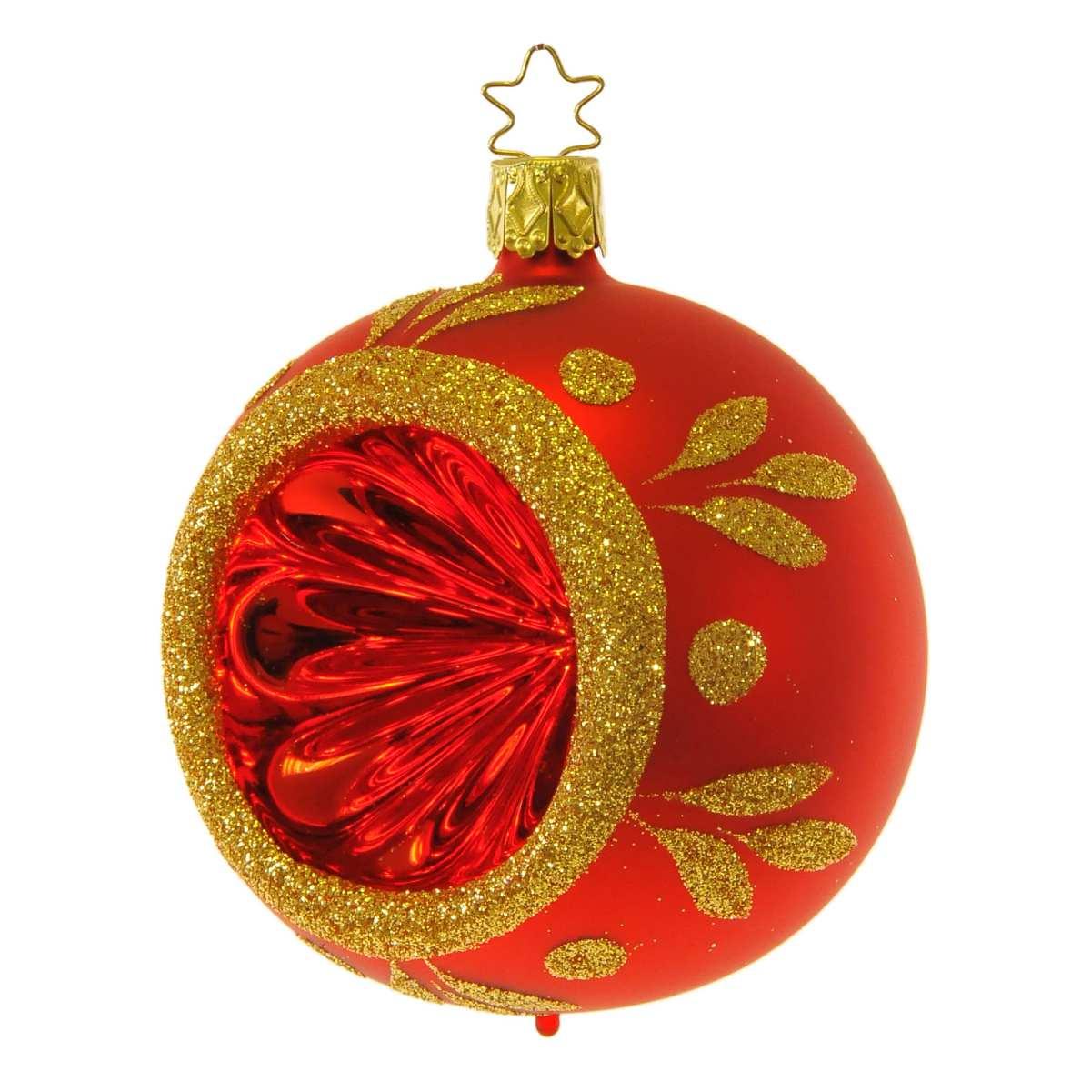 Pallina Natale Vetro Collezione cm.Ø8 Rossa Oro |Inge's Glass