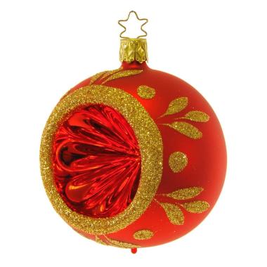 Pallina Natale Vetro Collezione cm.Ø8 Rossa Oro |Inge's Glass