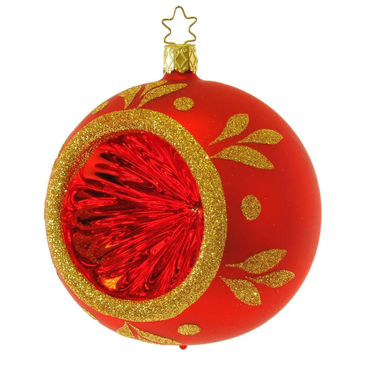 Pallina Natale Vetro Collezione cm.Ø10 Rossa Oro |Inge's Glass