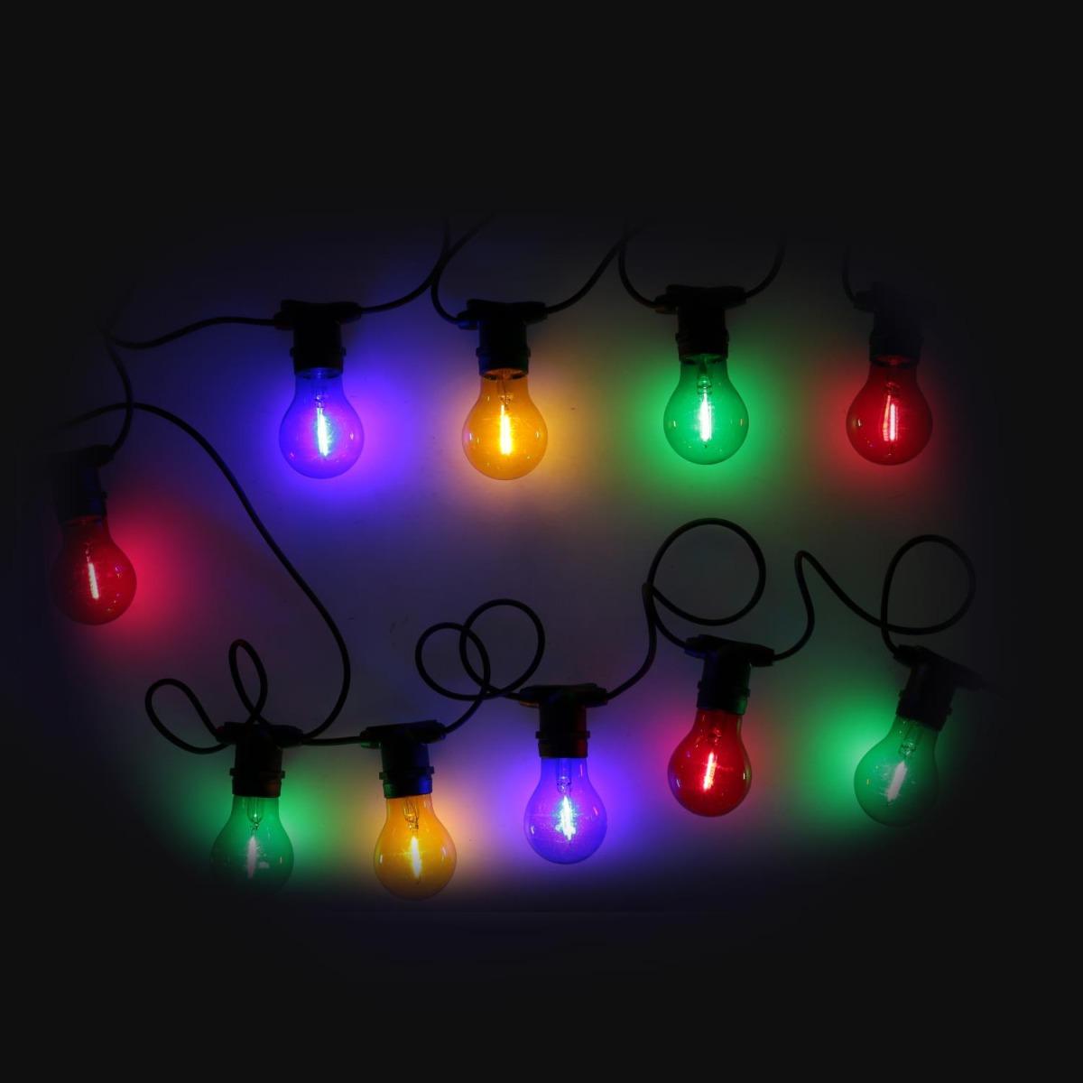 Catena 5mt. 10 Lampadine Vetro Luce Multicolor Luce Fissa |Vacchetti