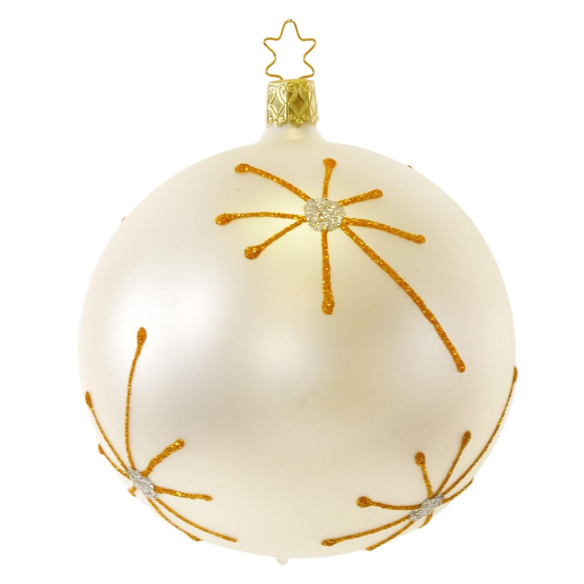 Pallina Natale Vetro Collezione cm.Ø10 Bianca con Stelle |Inge's Glass