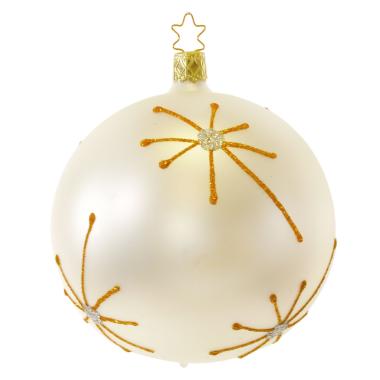 Pallina Natale Vetro Collezione cm.Ø10 Bianca con Stelle |Inge's Glass