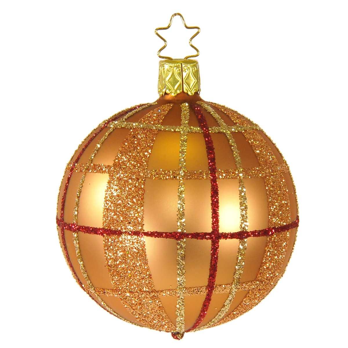 Pallina Natale Vetro Collezione cm.Ø6 Bronzo Righe Quadri |Inge's Glass