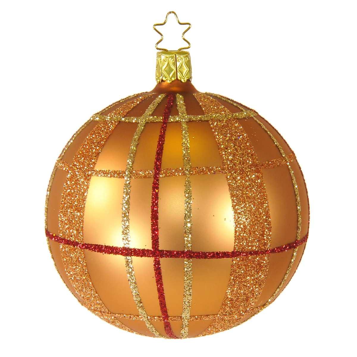 Pallina Natale Vetro Collezione cm.Ø8 Bronzo Righe Quadri |Inge's Glass