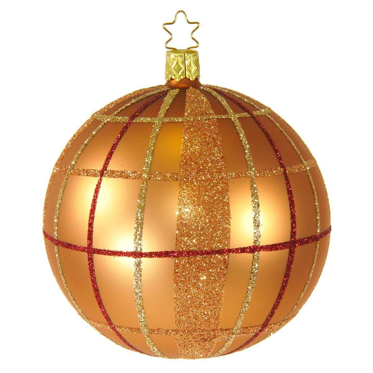 Pallina Natale Vetro Collezione cm.Ø10 Bronzo Righe Quadri |Inge's Glass